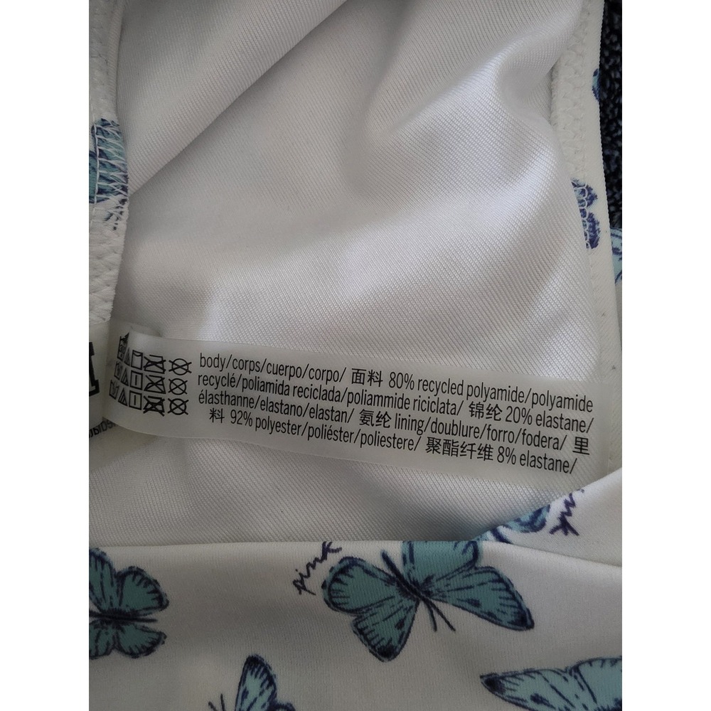 PINK Victoria's Secret Bikini Set Size L White Butterfly Swimsuit Top Bottom - Picture 6 of 9